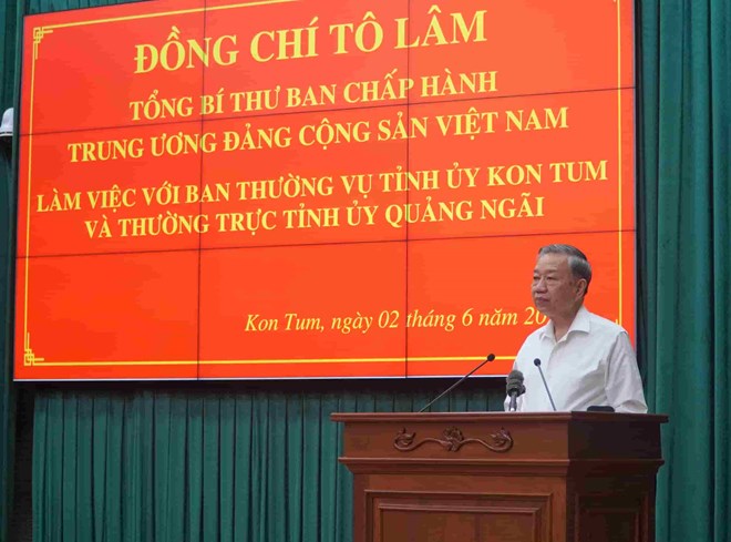 Tổng Bí thư Tô Lâm làm việc với tỉnh Kon Tum và Quảng Ngãi