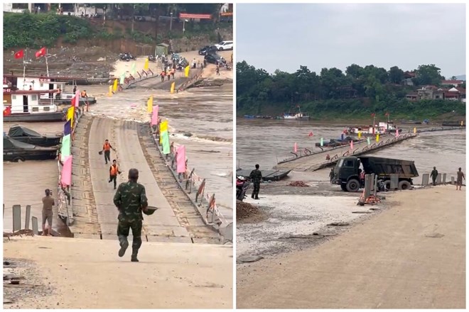 Cắt cầu phao Phong Châu do nước sông Hồng chảy xiết