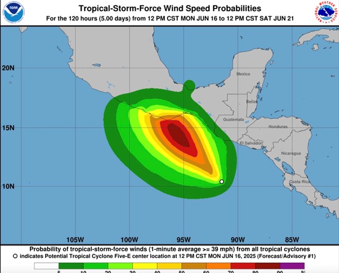 Áp thấp dự báo mạnh lên thành bão Erick trong hôm nay