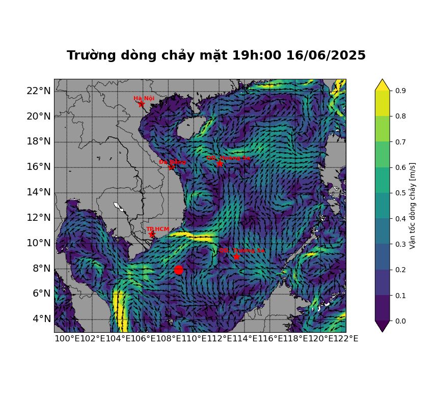 Dự báo dòng chảy mặt. Ảnh: Trung tâm Dự báo Khí tượng Thủy văn Quốc gia Việt Nam