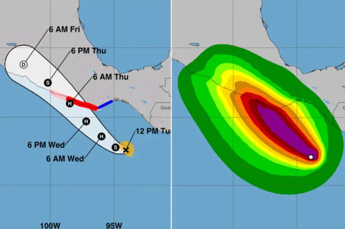 Dự báo đường đi của siêu bão Erick. Ảnh: NOAA