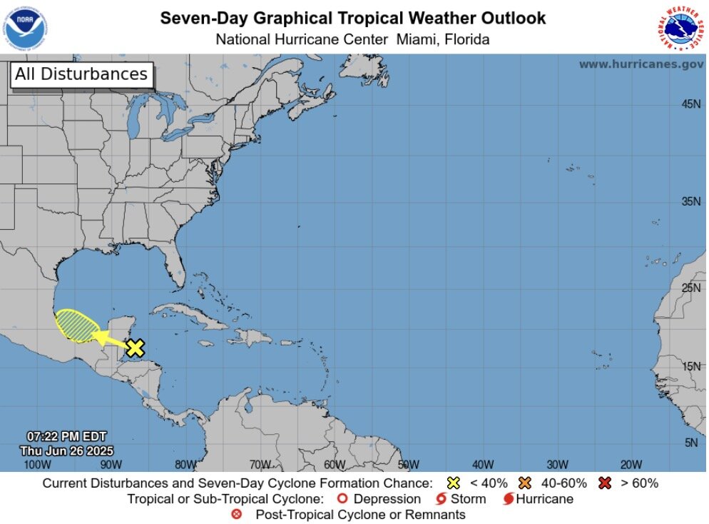 Áp thấp dự báo gây mưa lớn ở khu vực Trung Mỹ. Ảnh: NOAA