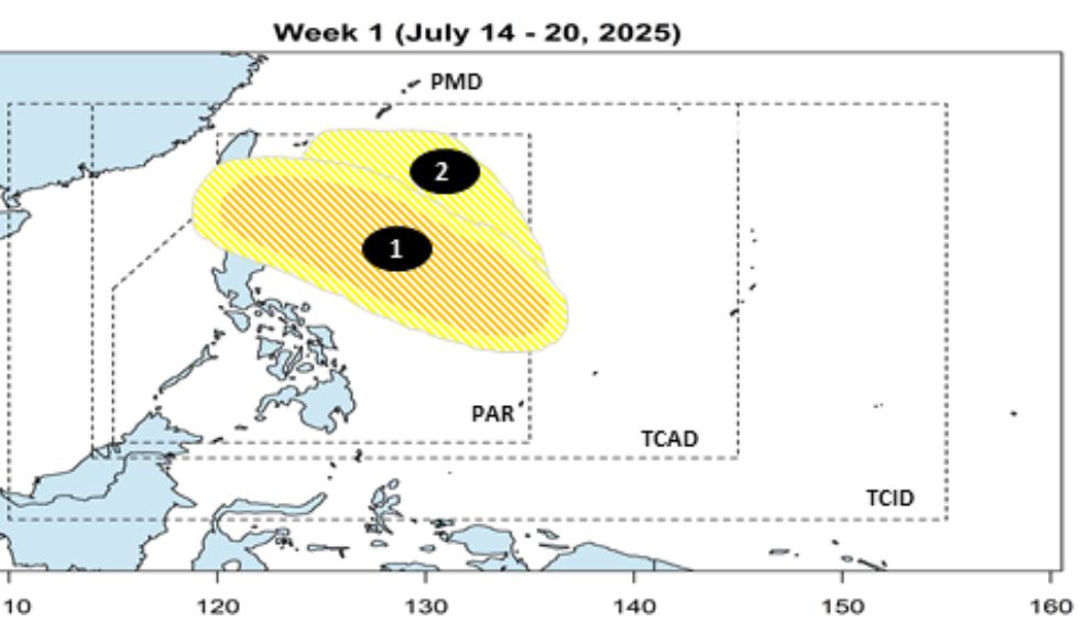 Dự báo áp thấp/bão tuần từ. Ảnh: PAGASA