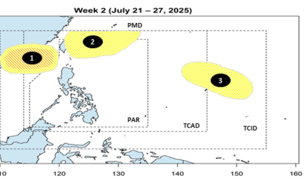 Dự báo áp thấp/bão tuần từ. Ảnh: PAGASA