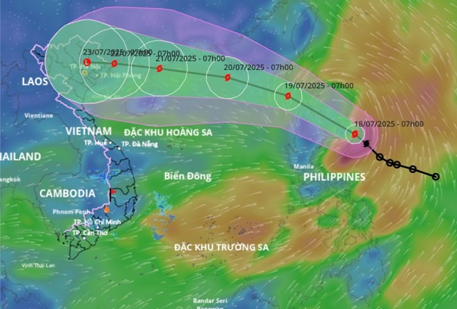 Bão Wipha giật cấp 10 áp sát Biển Đông, dự báo đường đi trong 24 giờ tới