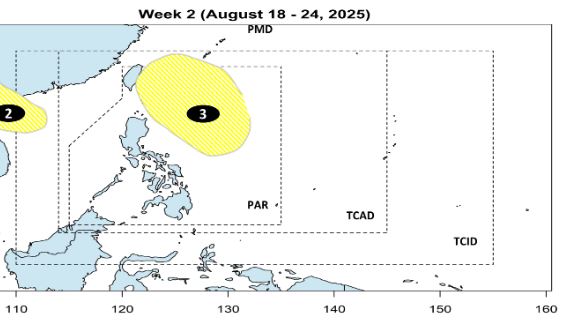 Dự báo áp thấp tuần từ . Ảnh: PAGASA