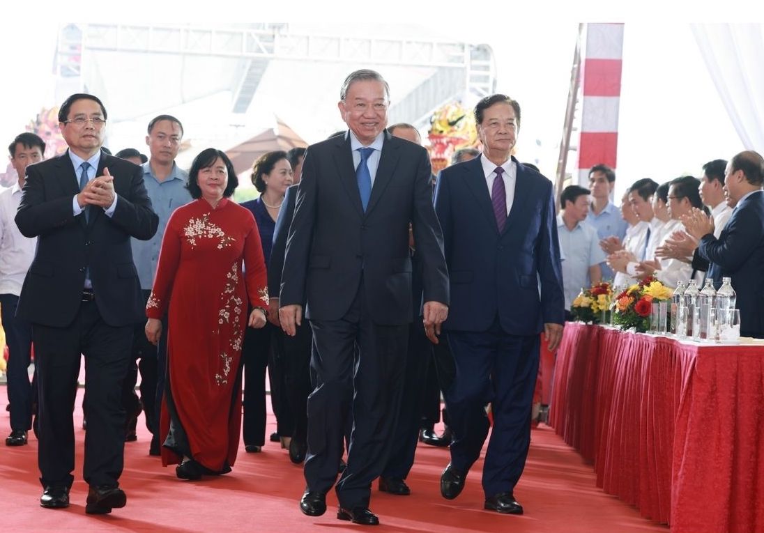 Tổng Bí thư Tô Lâm dự lễ khánh thành Trung tâm Hội chợ Triển lãm Quốc gia. Ảnh: Hải Nguyễn