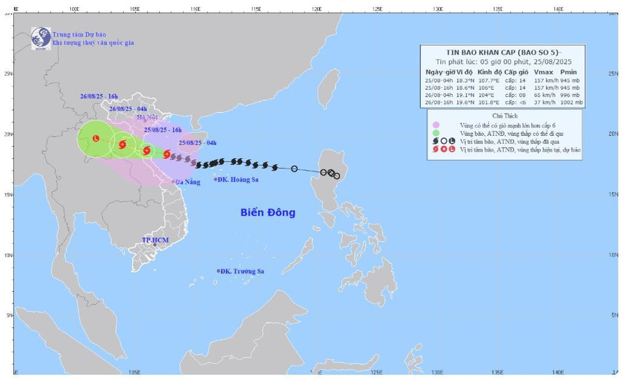 Dự báo hướng đi của bão Kajiki.