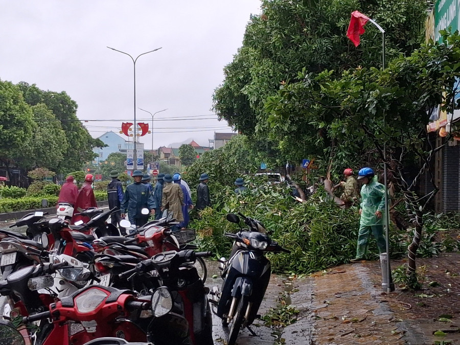 Lực lượng chức năng cùng người dân đang nỗ lực dọn dẹp, khắc phục hậu quả do bão Kajiki gây ra. 538243951-122180355140511131-5362294427142843651-n.jpg