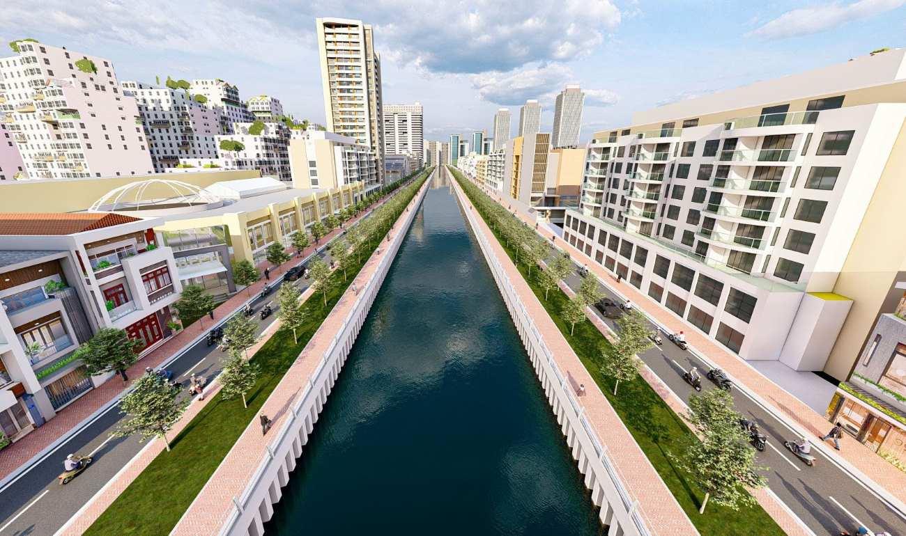 Phối cảnh rạch Xuyên Tâm sau khi được cải tạo. Ảnh: Ban Hạ tầng đô thị