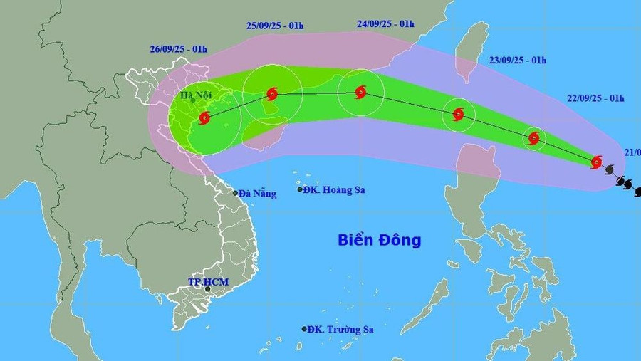 Dự báo hướng đi của bão Ragasa.