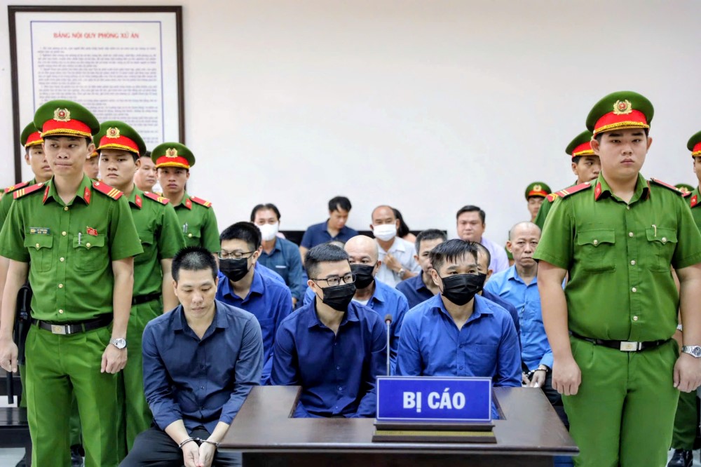 Các bị cáo tại phiên tòa. Ảnh: Anh Tú