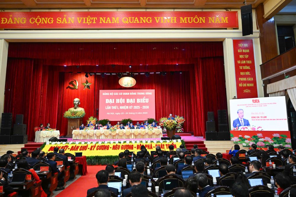 Đại hội đại biểu Đảng bộ các Cơ quan Đảng Trung ương lần thứ nhất, nhiệm kỳ 2025-2030 diễn ra trọng thể tại Hà Nội. Ảnh: Hải Nguyễn