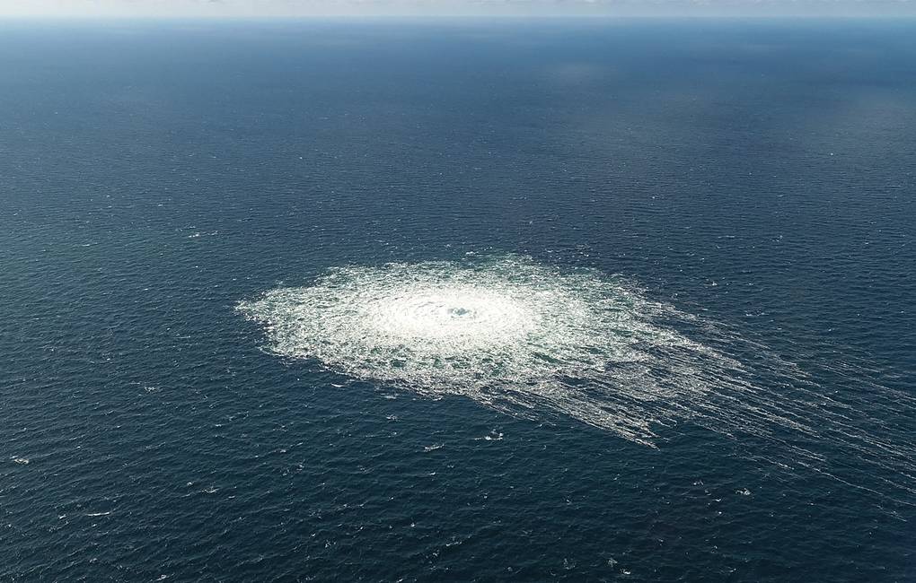 Rò rỉ khí đốt trên biển Baltic sau vụ nổ Nord Stream, tháng 9.2022. Ảnh: Bộ Tổng tham mưu Đan Mạch
