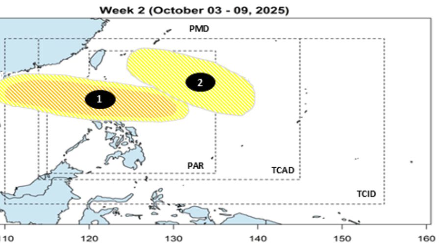 Dự báo bão 2 tuần của PAGASA. Ảnh: PAGASA