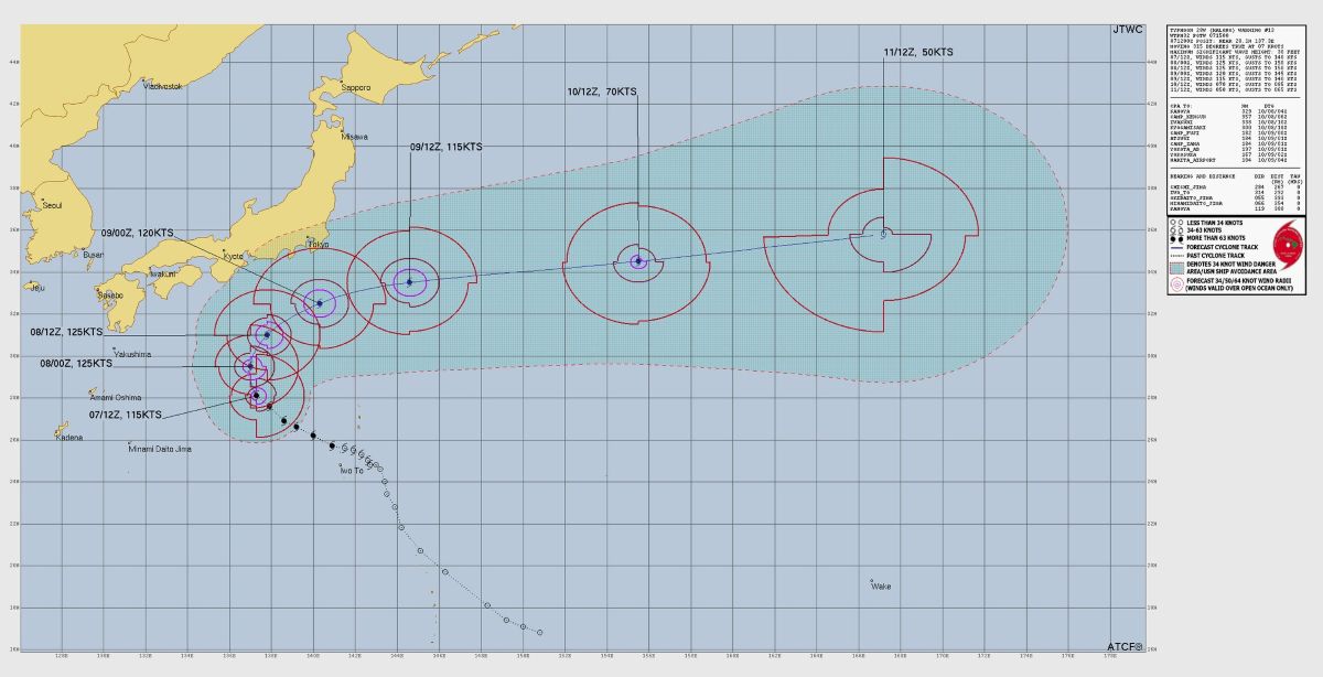 Dự báo đường đi của bão Hạ Long. Ảnh: JTWC
