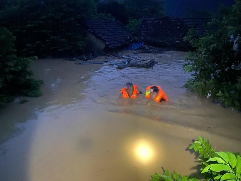 Các xã trở thành tâm điểm ngập lụt nghiêm trọng. Ảnh: Công an tỉnh Lạng Sơn