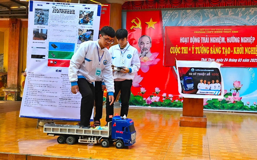 Nhiều dự án đã ứng dụng vào thực tế, qua đó khơi dậy niềm đam mê nghiên cứu khoa học trong học sinh. Ảnh NTCC