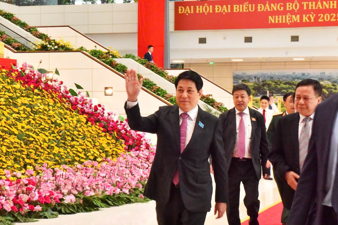 Tổng Bí thư Tô Lâm, Chủ tịch nước Lương Cường, Thủ tướng Chính phủ Phạm Minh Chính dự Đại hội. Ảnh: Viết Thành