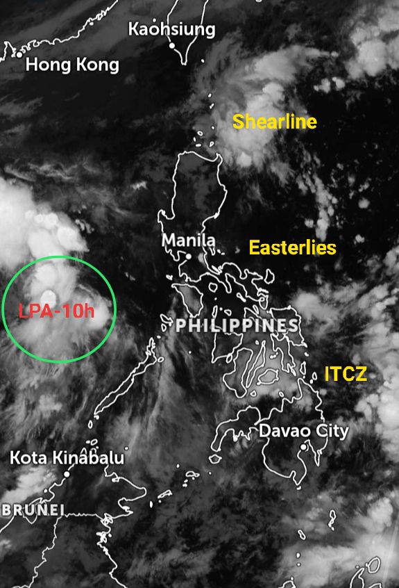 Áp thấp và 4 hình thái thời tiết ảnh hưởng Philippines ngày 28.10. Ảnh: Weather News