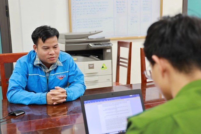 Bị can Trần Đình Duy tại cơ quan công an. Ảnh: Cơ quan công an cung cấp