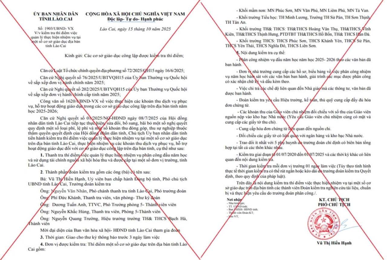 Văn bản mà bị can Trần Đình Duy làm giả mạo. Ảnh: CACC.