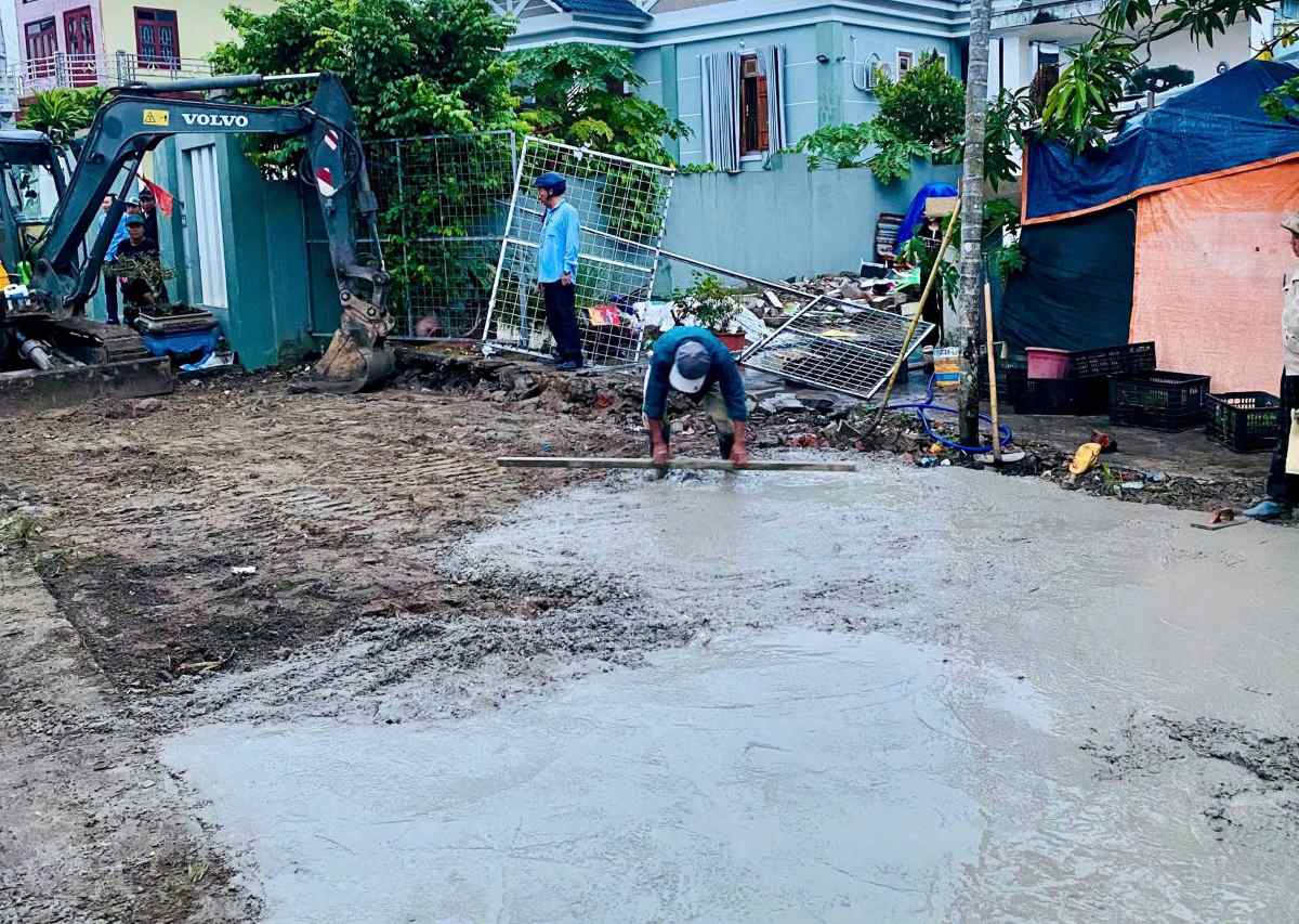 Phường Hưng Đạo đổ bê tông trên thửa đất công, tạo không gian sinh hoạt công cộng cho khu dân cư Phúc Lộc. Ảnh: Phường Hưng Đạo