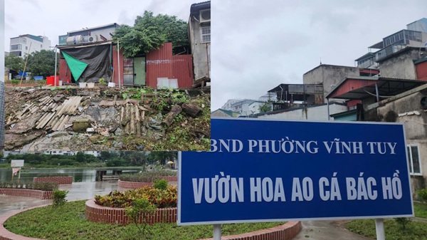 Phía sau vườn hoa được cải tạo, phía dưới vẫn bẩn thỉu, nhếch nhác. Ảnh: Minh Hạnh