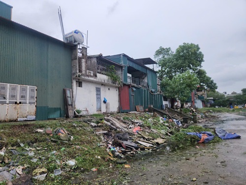 Nhiều rác thải vẫn còn trên khu vực bờ hồ “Ao cá Bác Hồ” tại phường Vĩnh Tuy. Ảnh: Minh Hạnh