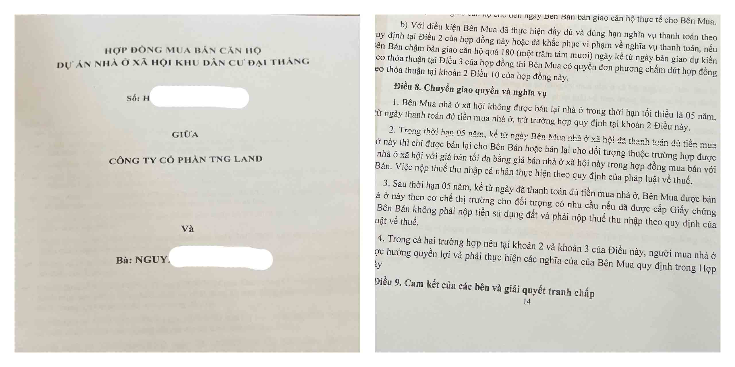 Trong hợp đồng mua bán với chủ đầu tư dự án nhà ở xã hội cũng đã quy định rõ về thời gian và đối tượng được phép chuyển nhượng nhưng nhiều người vẫn cố tính làm trái. Ảnh: Nhóm PV.