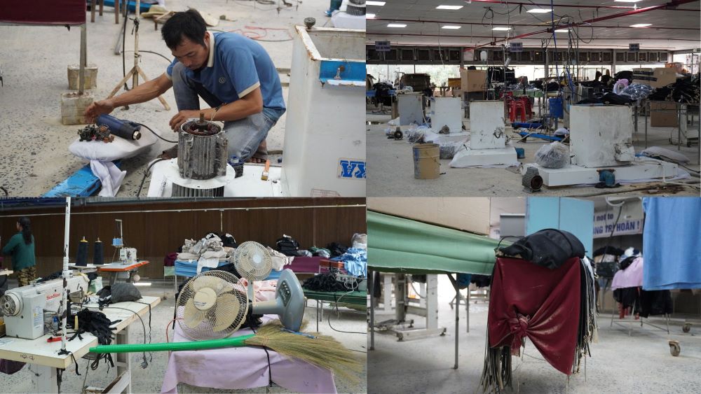 Xí nghiệp may Ánh sáng 7 (xã Nam Phước, TP Đà Nẵng) máy móc, thiết bị hư hỏng nặng. Ảnh: Trần Thi