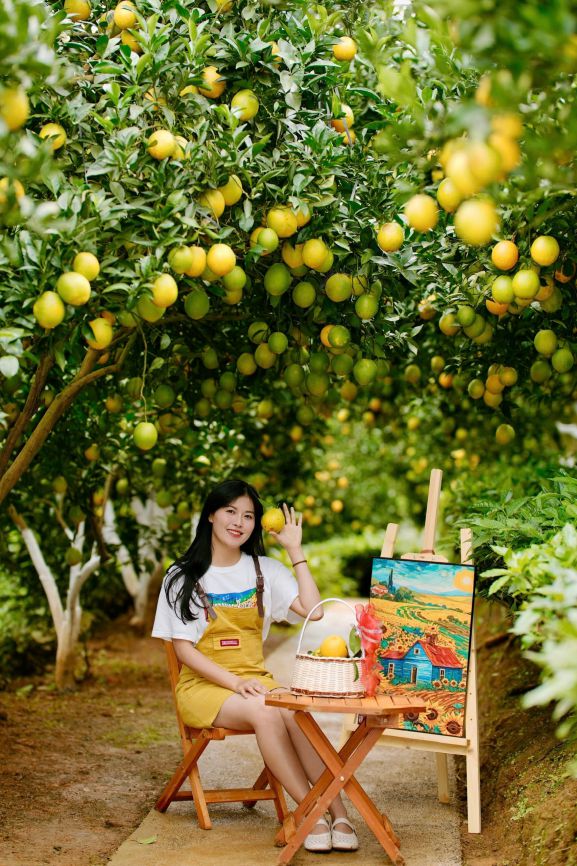 Du khách chụp ảnh check-in tại một vườn cam ly trên địa bàn phường Vân Sơn. Ảnh: Thu Hằng