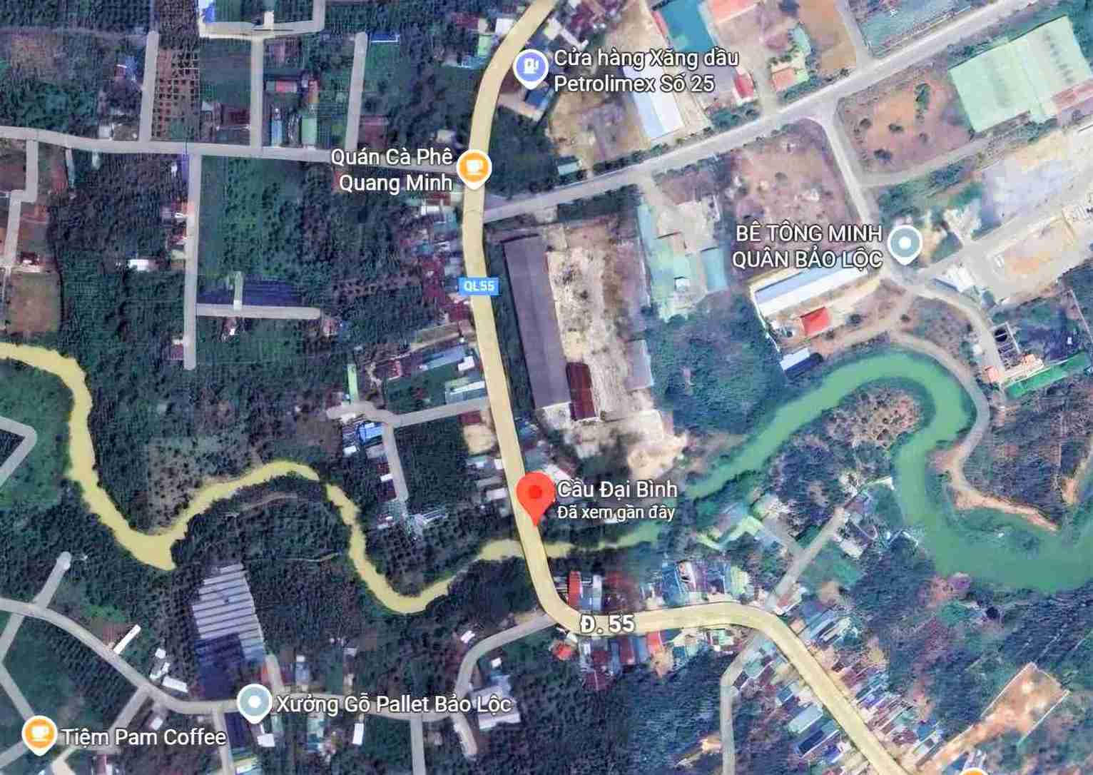 Vị trí cầu Đại Bình trên Quốc lộ 20, ảnh chụp Goole map: Ảnh: Phúc Khánh