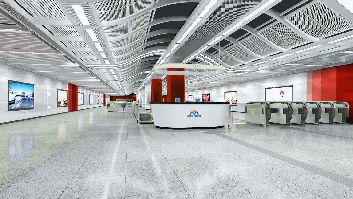 Phối cảnh ga ngầm Tao Đàn tuyến Metro số 2.  Ảnh: MAUR