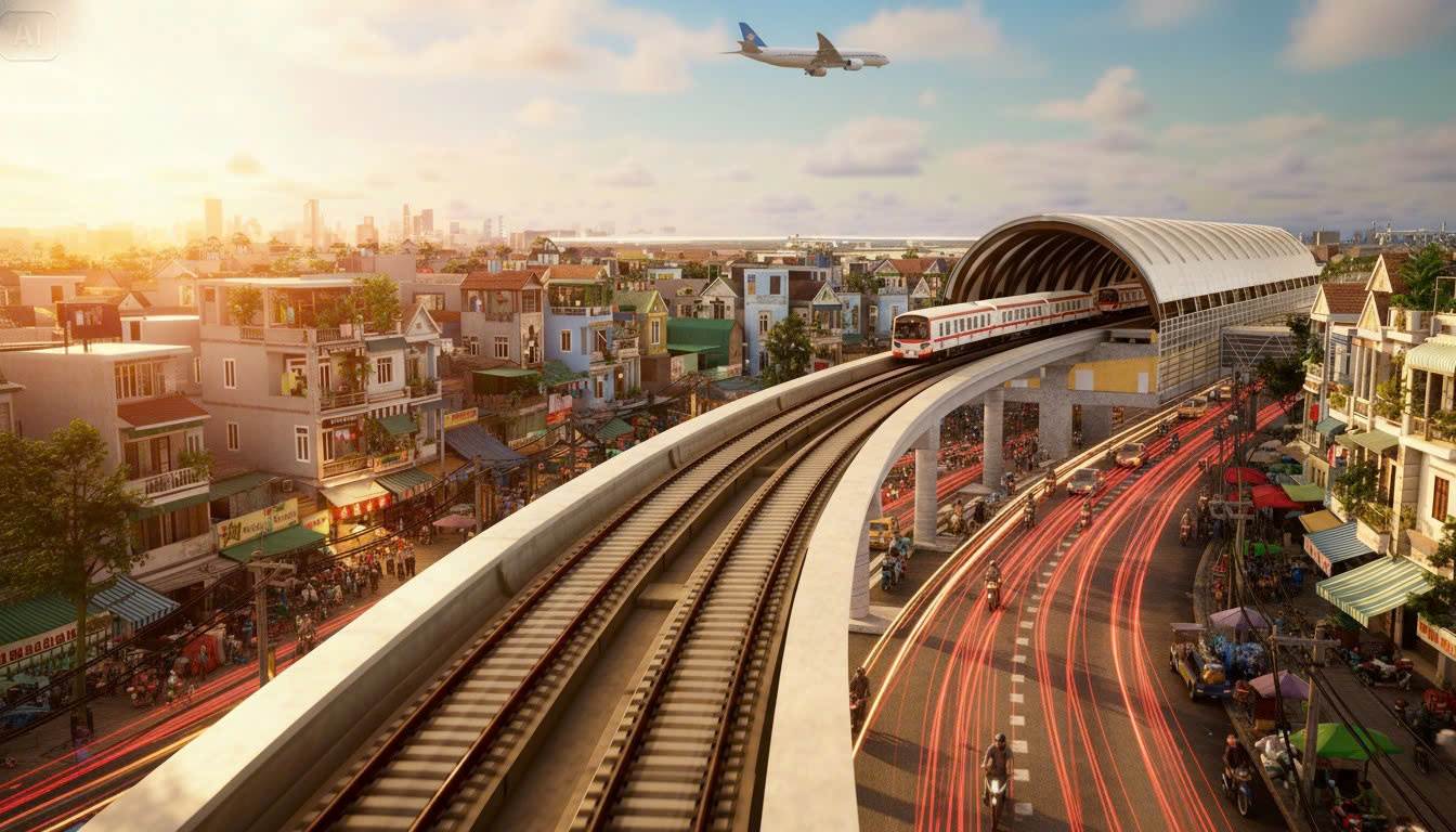 Phối cảnh ga Tân Bình, ga trên cao duy nhất của tuyến Metro số 2. Ảnh: MAUR