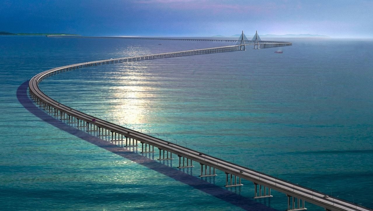 Tuyến đường vượt biển kết hợp hầm ngầm dưới đáy biển. Ảnh: Tedi