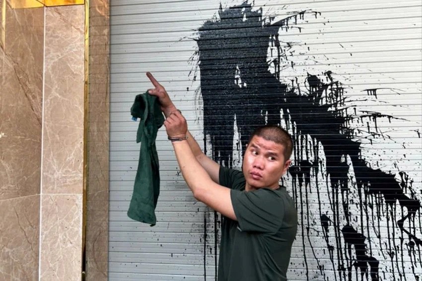 Đối tượng tạt sơn nhà dân đã bị công an truy bắt nhanh chóng. Ảnh: Công an phường Tân Hưng