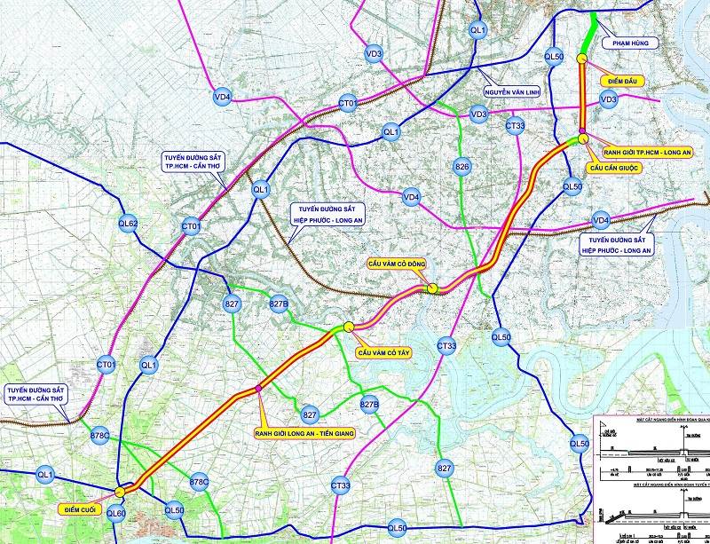 Hướng tuyến Quốc lộ 50B. Ảnh: Sở Xây dựng TPHCM