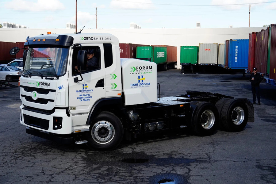 Mẫu xe tải điện của Tập đoàn Công nghệ BYD. Ảnh: Bloomberg