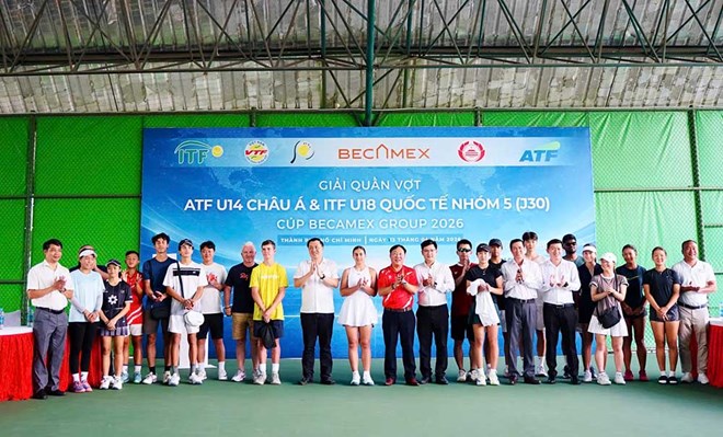 Giải quần vợt quốc tế ITF U18 - J30 Cúp Becamex Group 2026 quy tụ hơn 100 tay vợt