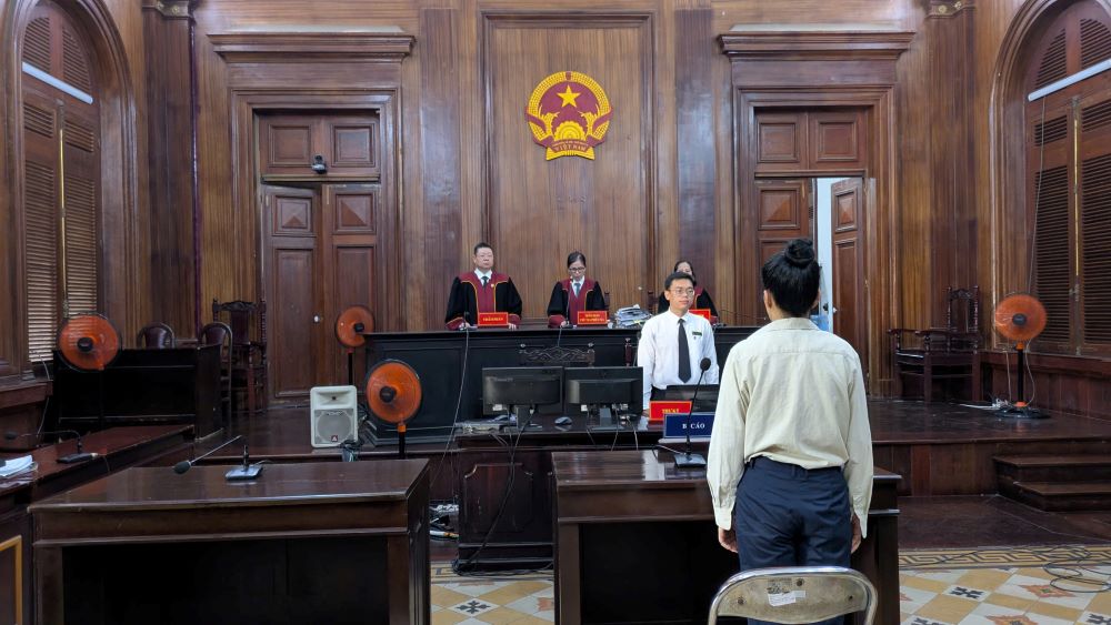 Bị cáo Đinh Thị Lan tại phiên tòa. Ảnh: Anh Tú