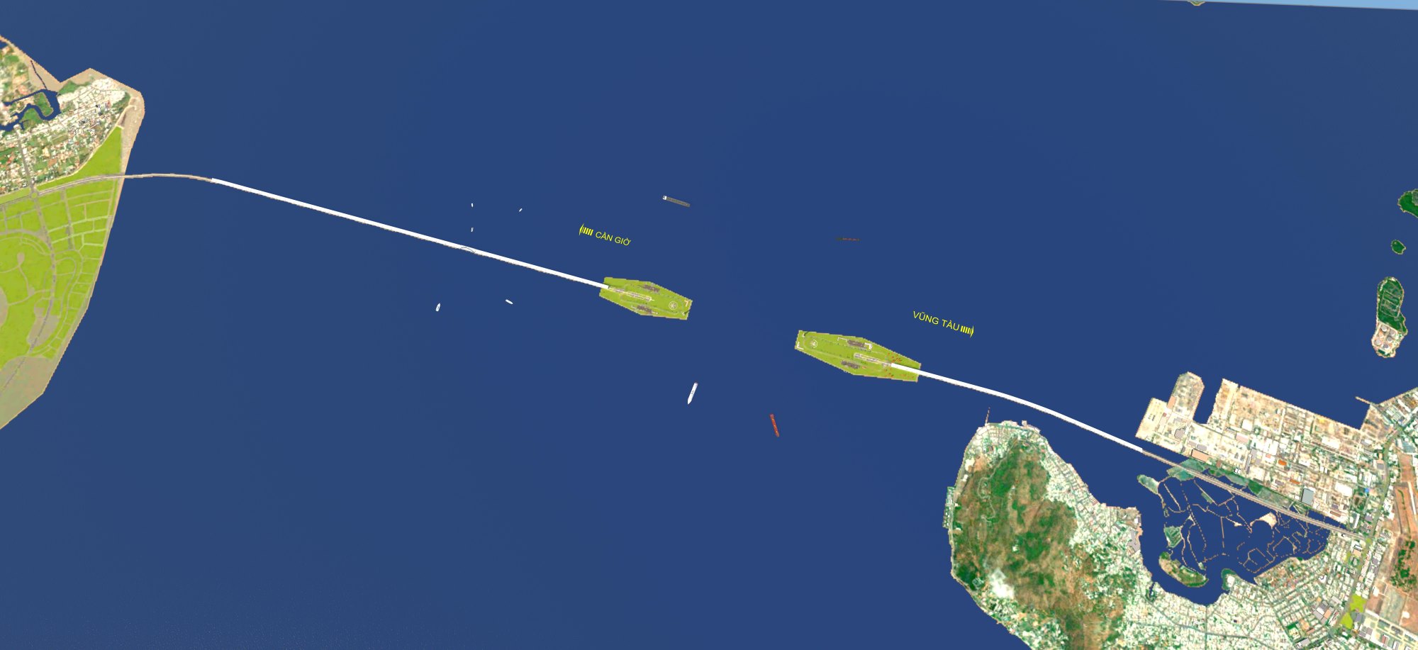 Phương án thiết kế tuyến đường vượt biển Cần Giờ - Vũng Tàu với đoạn hầm ngầm dưới biển. Ảnh: Vingroup