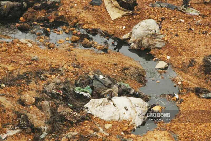 Mùi và nước rỉ từ bãi rác sinh hoạt Tân Mỹ những năm qua đã ảnh hưởng nghiêm trọng tới đời sống người dân trong khu vực. Ảnh: Việt Bắc.