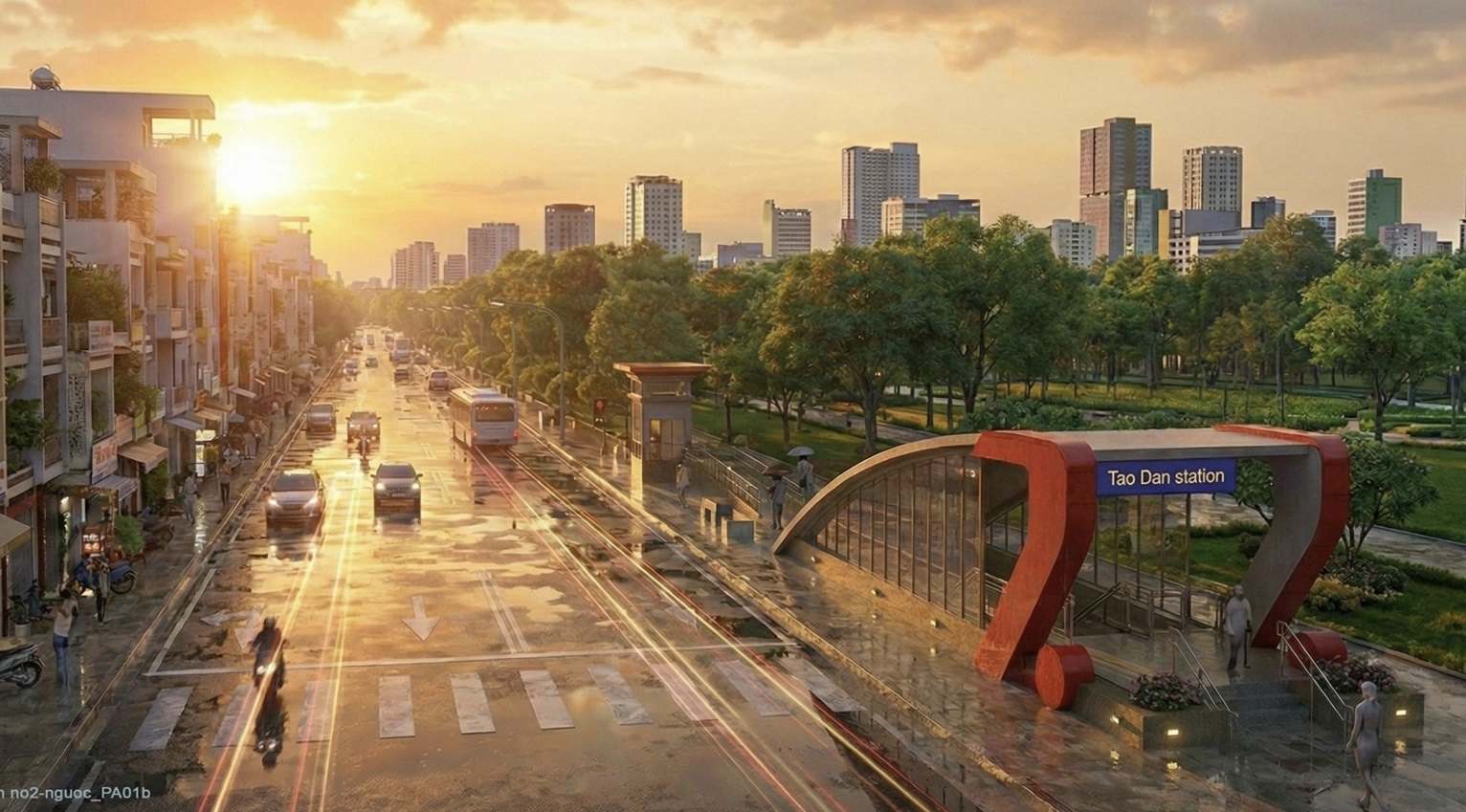 Phối cảnh phía trên ga Tao Đàn ở trung tâm TPHCM.  Ảnh: MAUR