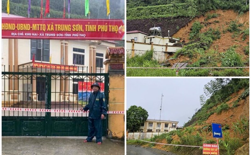 Xã Trung Sơn từng phải chuyển địa điểm làm việc do sạt lở. Ảnh: UBND xã Trung Sơn