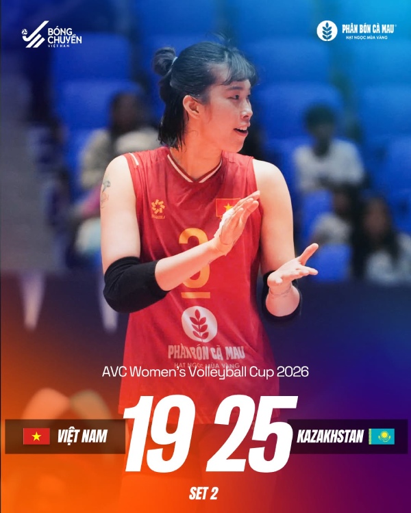 Kazakhstan giành chiến thắng trong set 2. Ảnh: BCVN