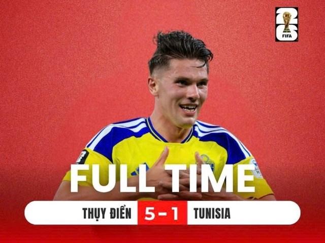 Tuyển Thụy Điển thắng đậm Tunisia