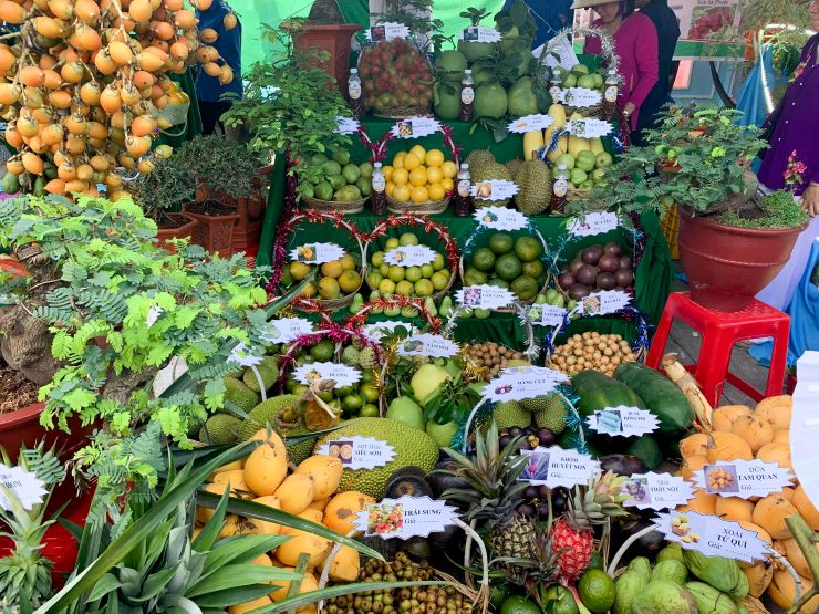 Hội thi trái cây ngon là điểm nhấn tại Ngày hội Sông nước miệt vườn ở cồn Mỹ Phước. Ảnh: Phương Anh