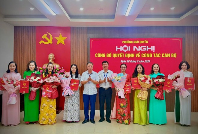 Phường Ngô Quyền điều động, bổ nhiệm phó hiệu trưởng các trường học. Ảnh: Cổng TTĐT phường Ngô Quyền