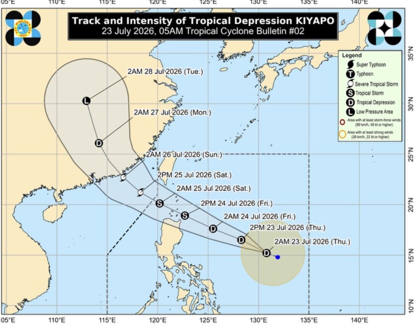 Dự báo cường độ, đường đi của bão Kiyapo. Ảnh: PAGASA